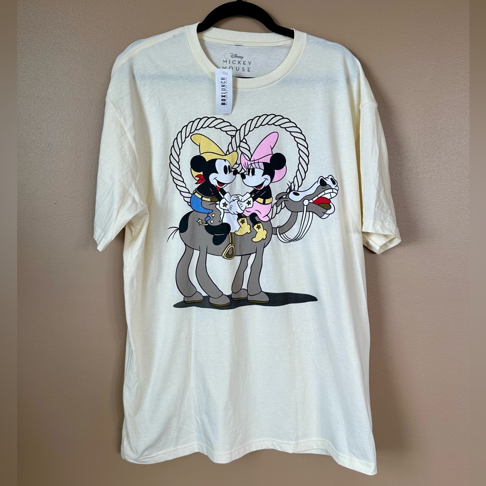 NEW Disney x Boxlunch Western Mickey & Minnie Graphic Tee - XL